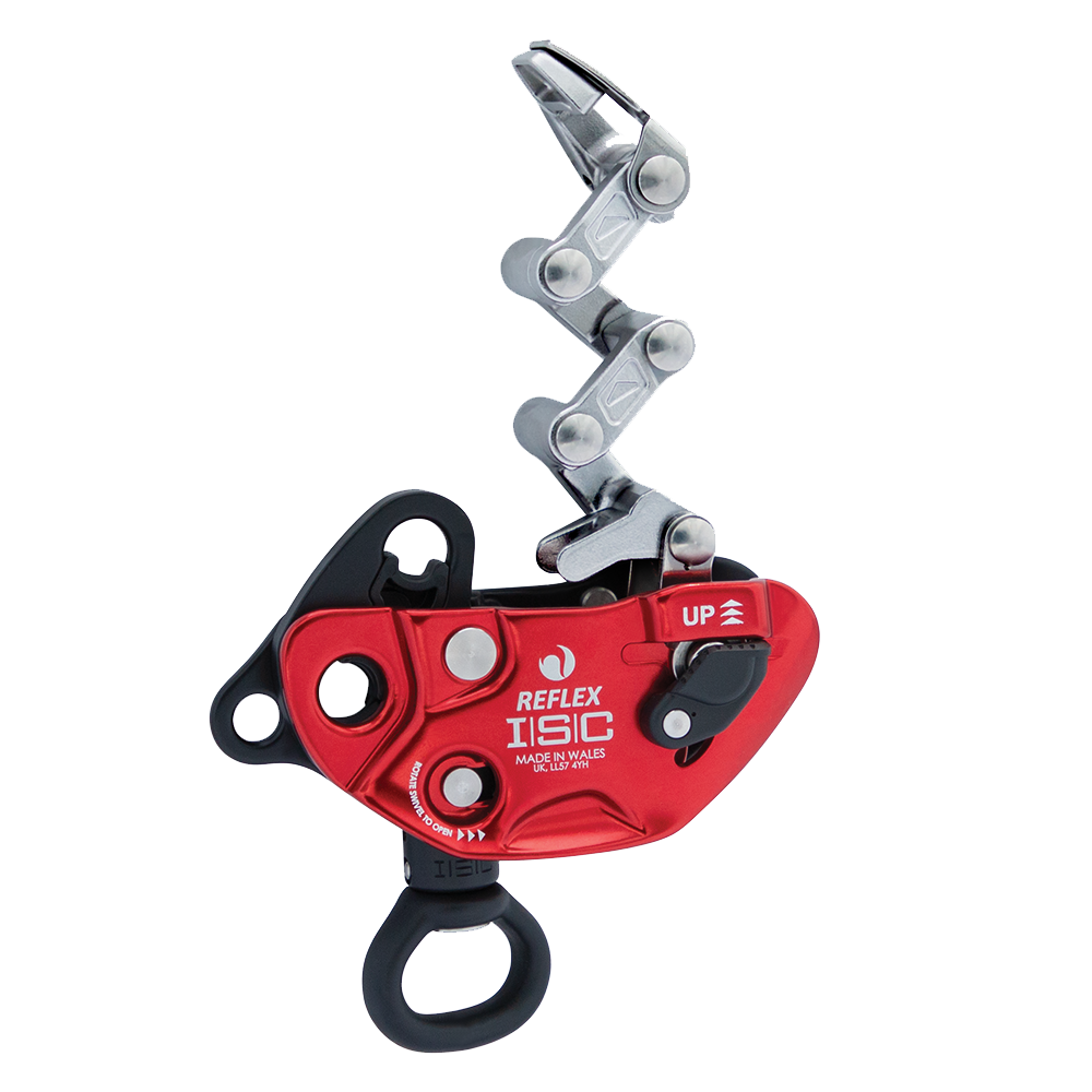 ISC REFLEX Mechanical Hitch Seilgerät Schwarz/Rot für Baumpflege und SRT-Klettern