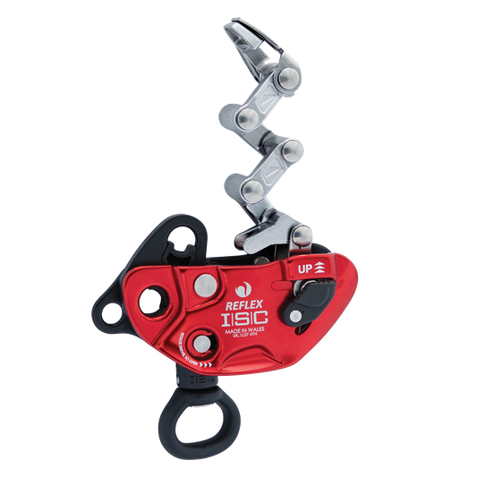 ISC REFLEX Mechanical Hitch Seilgerät Schwarz/Rot für Baumpflege und SRT-Klettern