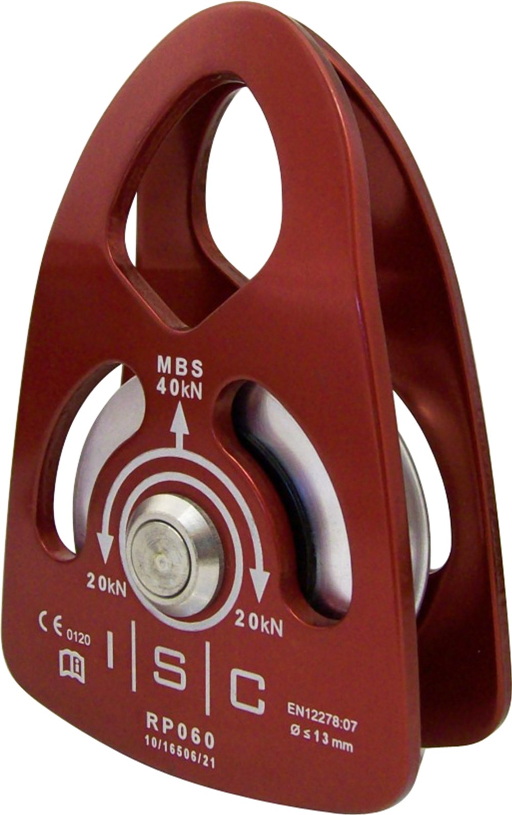 ISC RP060 kleine Prusik-Einzelrolle aus Aluminium, rot